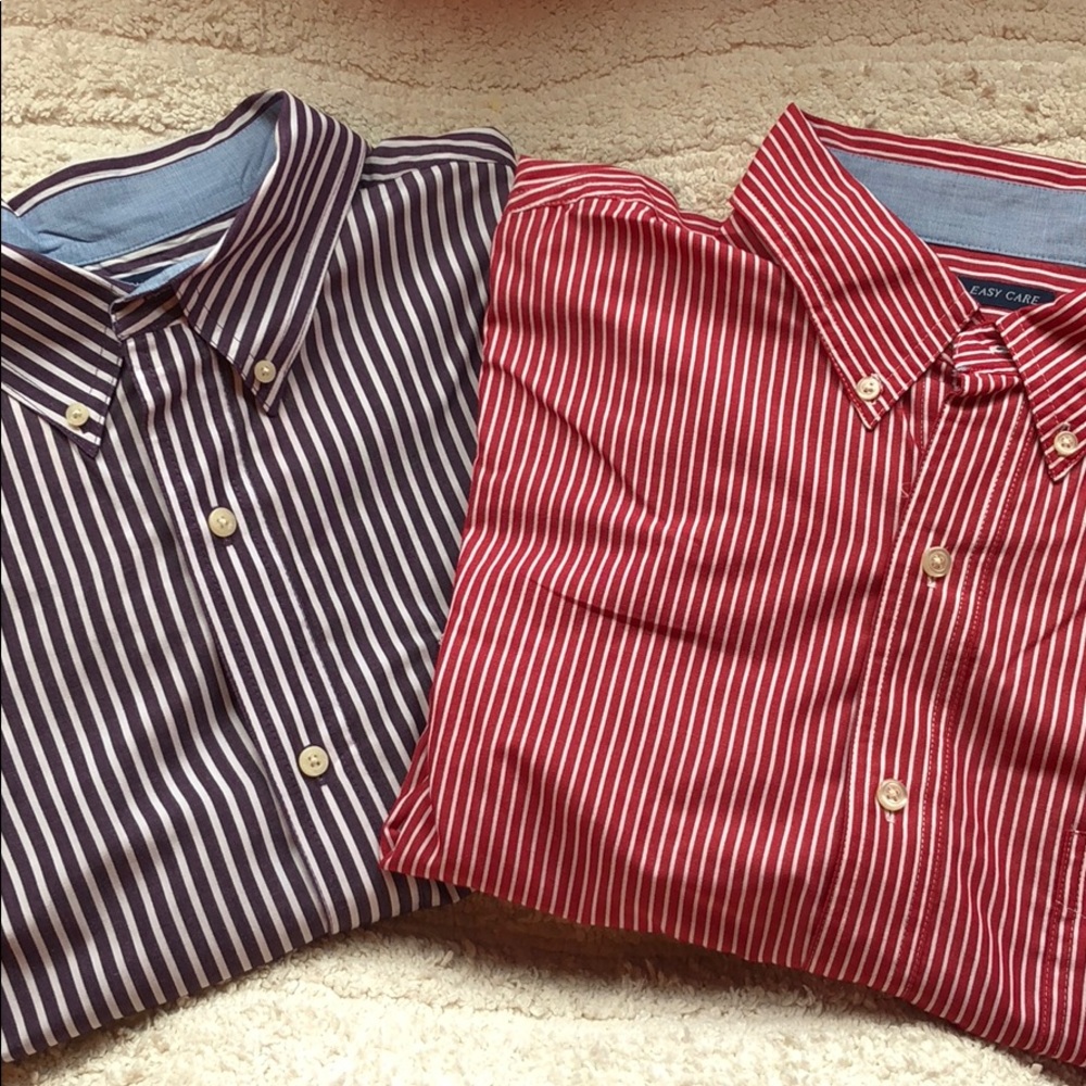 TWO (!!) Long-Sleeved Chaps Button Browns for MEN